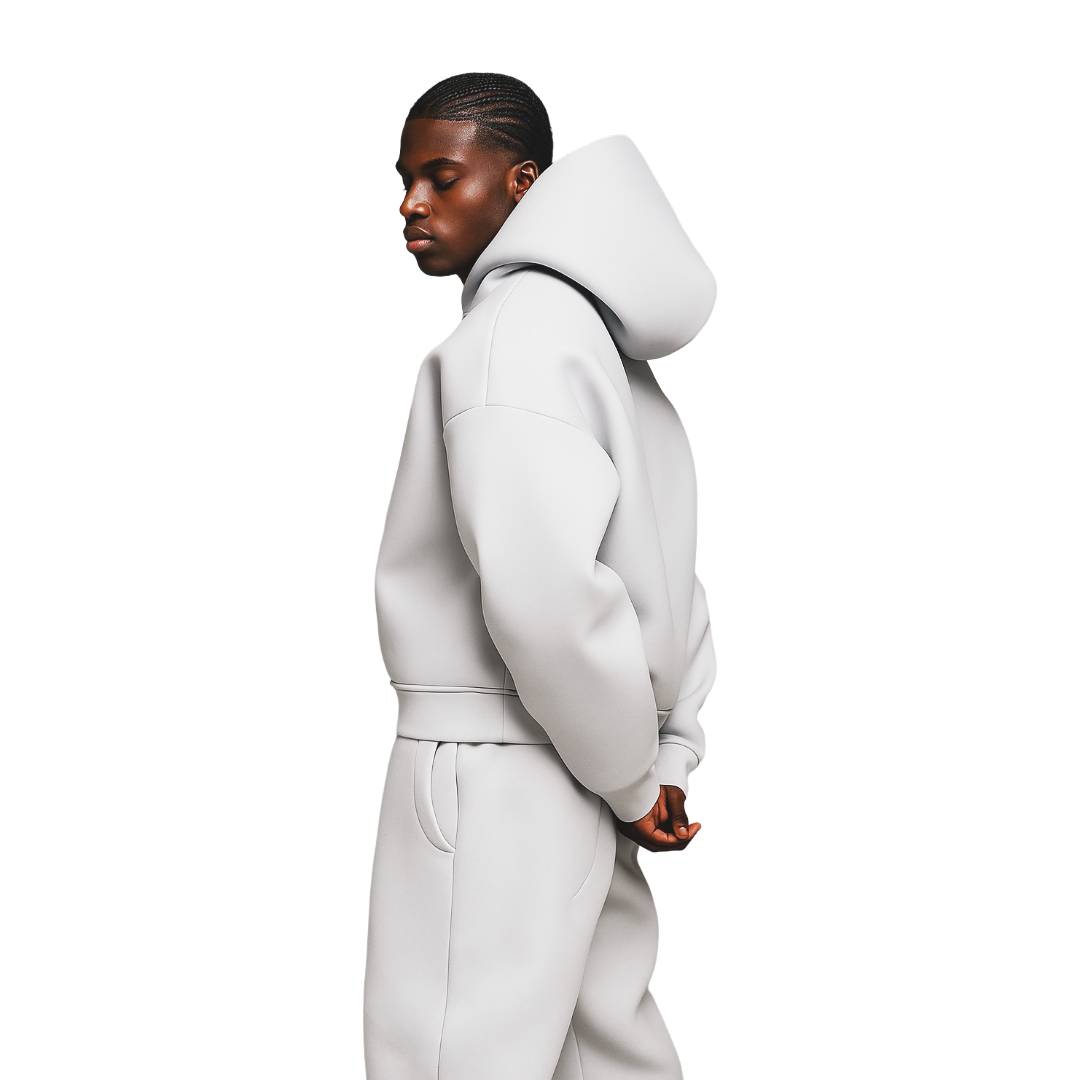Silver Luxury Blank Heavyweight Hoodie Set