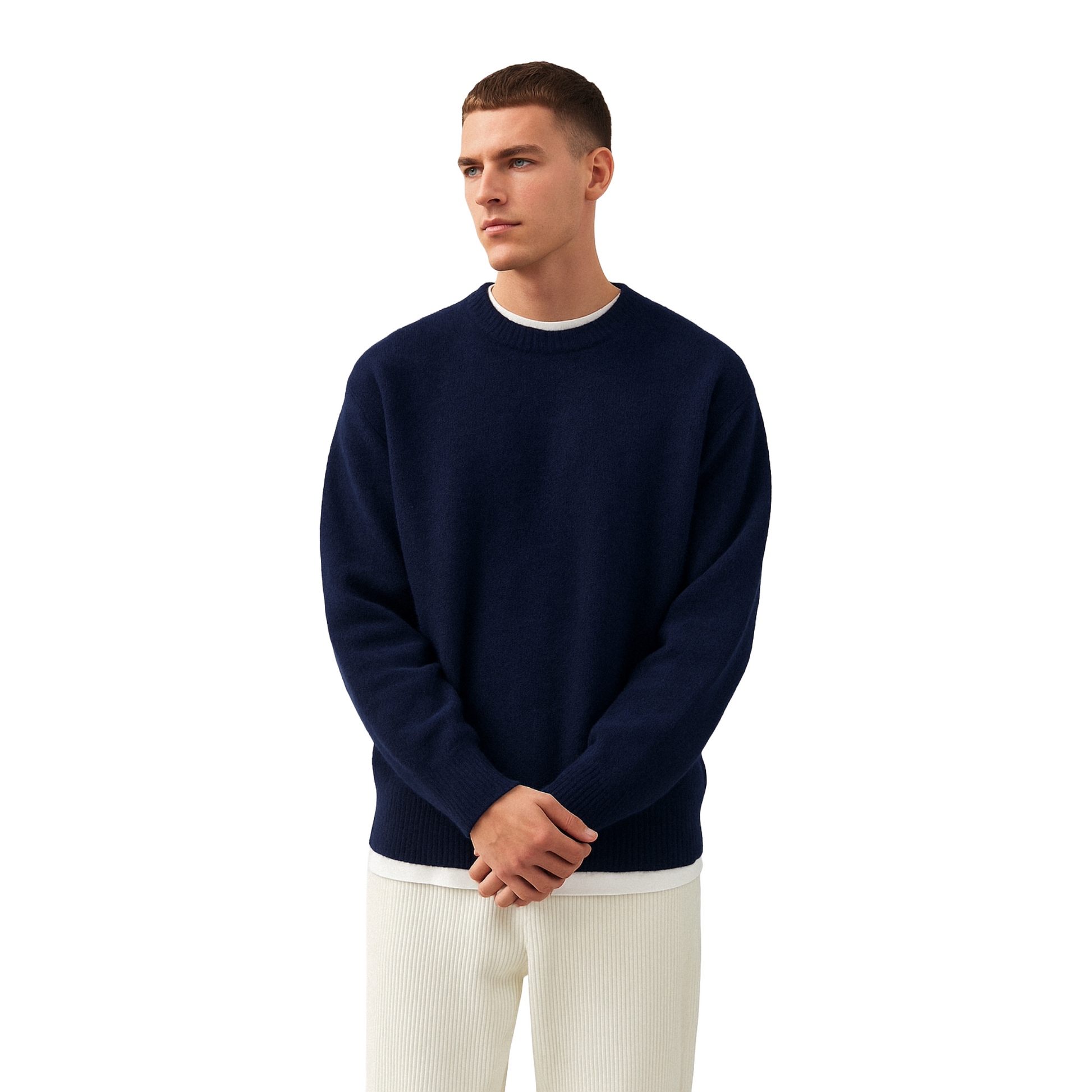 Navy Cashmere Alpaca Blend Sweater