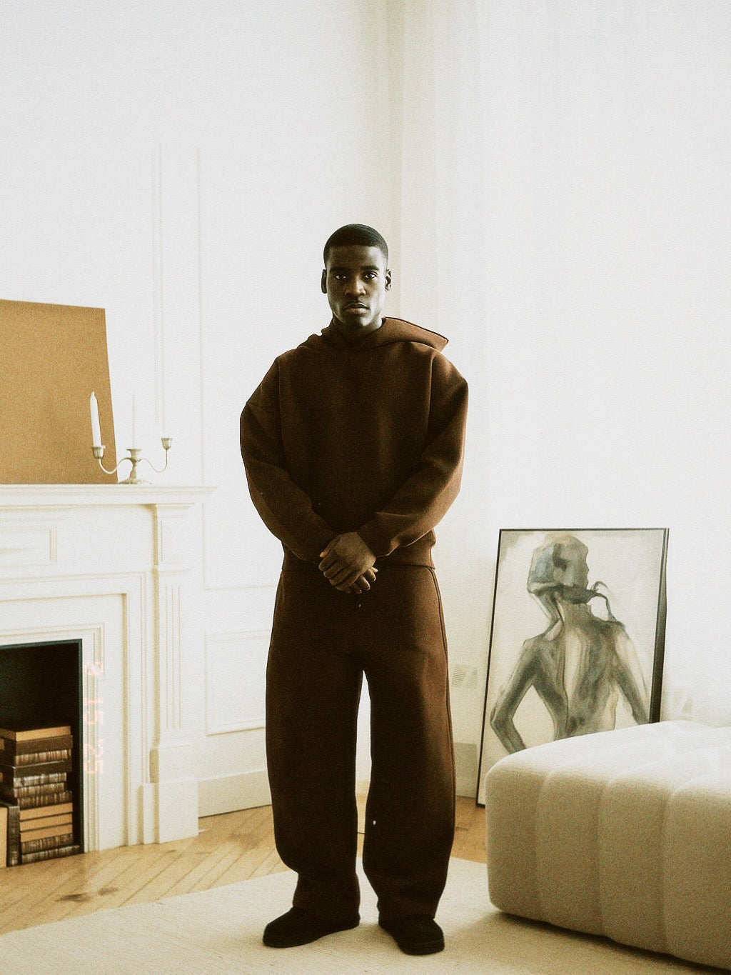 Walnut Brown Luxury Blank Heavyweight Hoodie Set Second